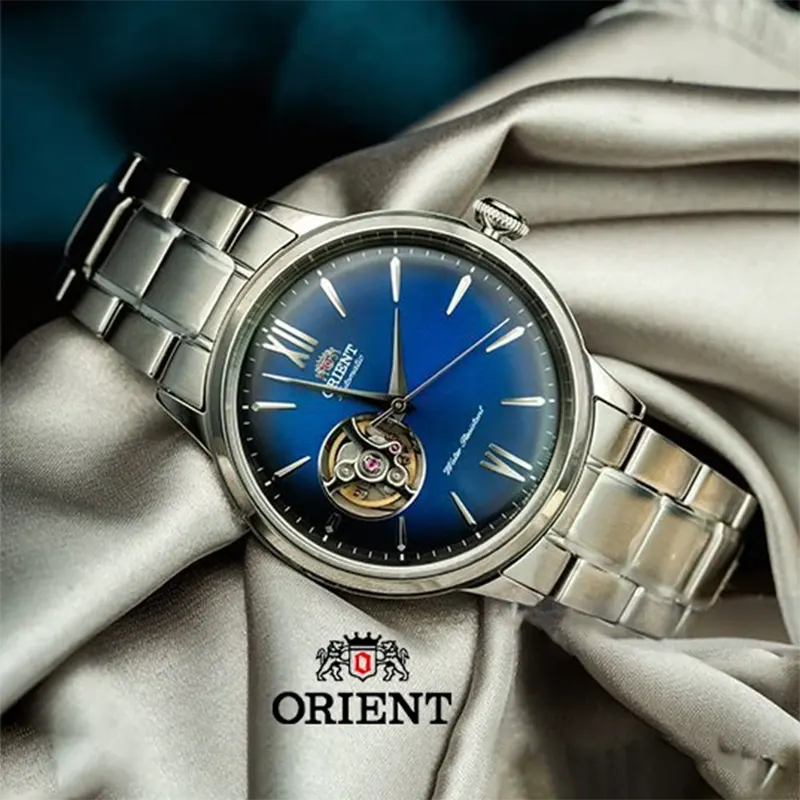 Orient Bambino Open Heart Blue Dial Watch For Men's- RA-AG0028L